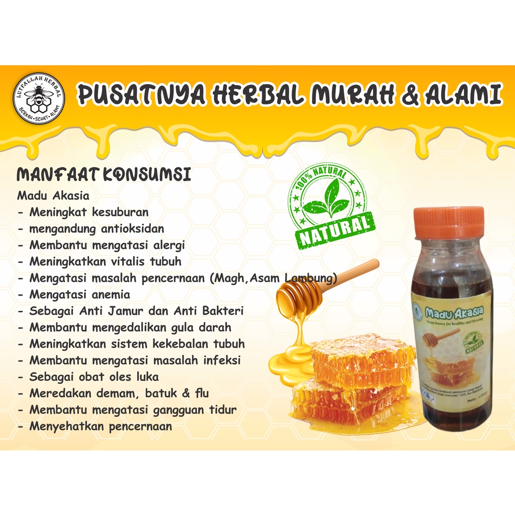 

Madu Akasia Murni Asli 120ml/500ml/750ml