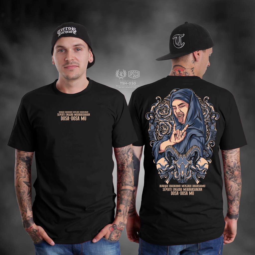 KAOS SATANIC BIARLAH IBADAHMU MENJADI RAHASIA MU SEPERTI ENGKAU MERAHASIAKAN DOSADOSAMU BAJU DISTRO