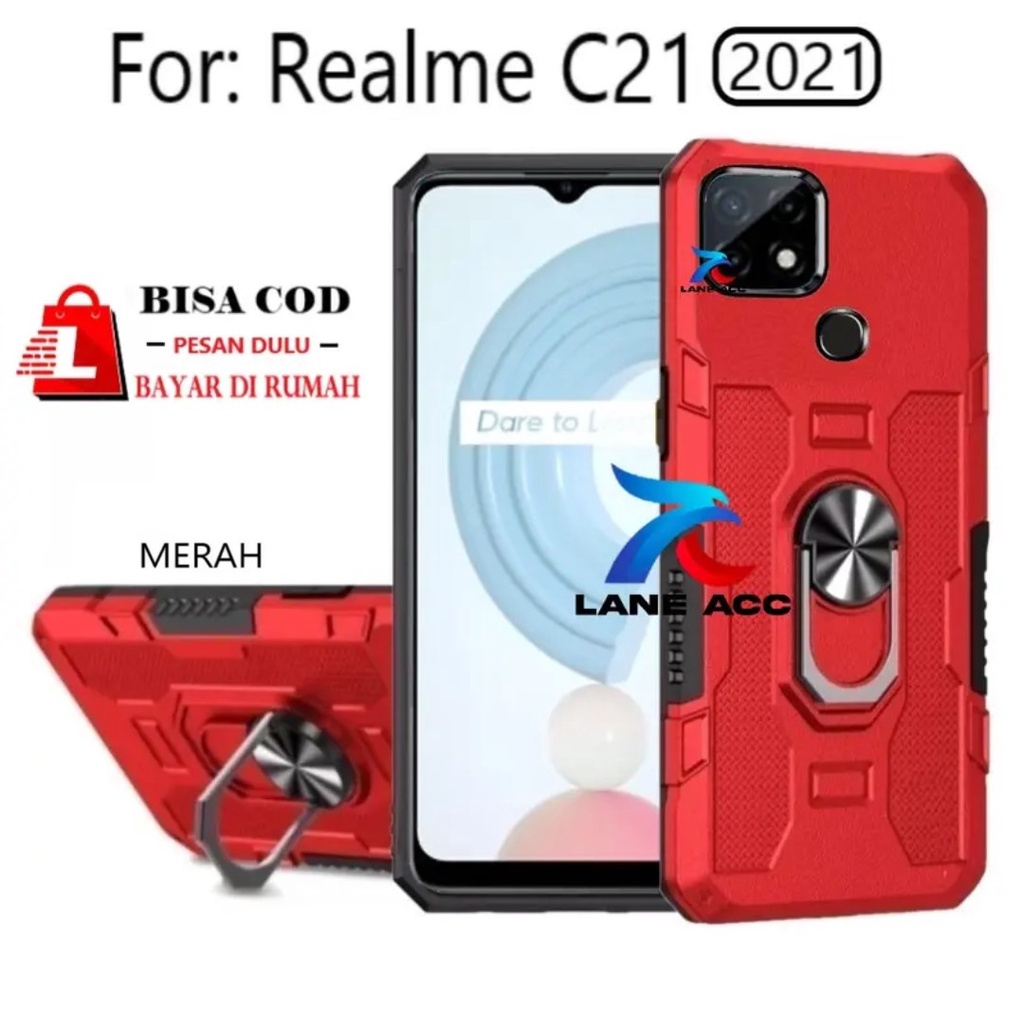 CASING HARD CASE REALME C21 (2021)--HARD CASE STANDING  ROBOT  HIT EYE RING--SOFT CASE STANDING ROBO