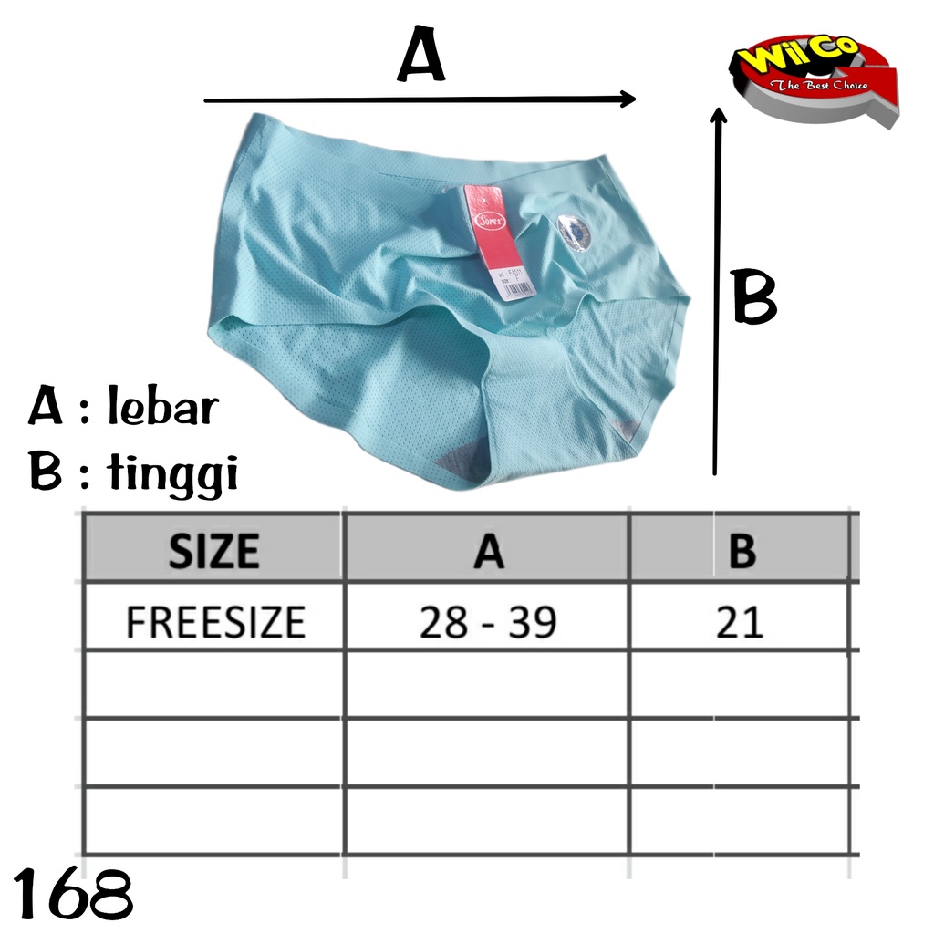 K168 - (Harga Per 1 Potong) CELANA DALAM WANITA PAKAIAN WANITA PAKAIAN DALAM SOREX SAMLESS FREE SIZE