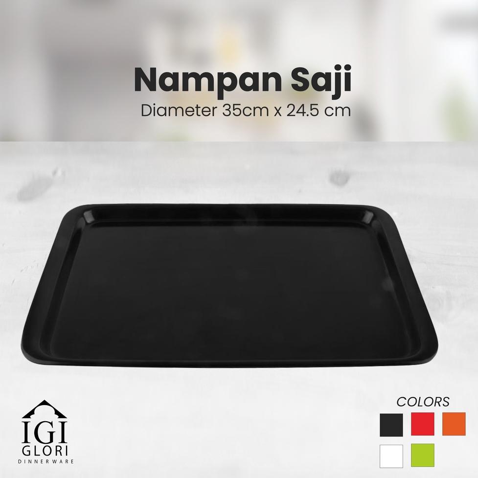 HARGA TERMURAAH Glori Melamine | 35cm x 24.5cm x 2cm  | Nampan Baki Roti Glori Hitam | Nampan Melami