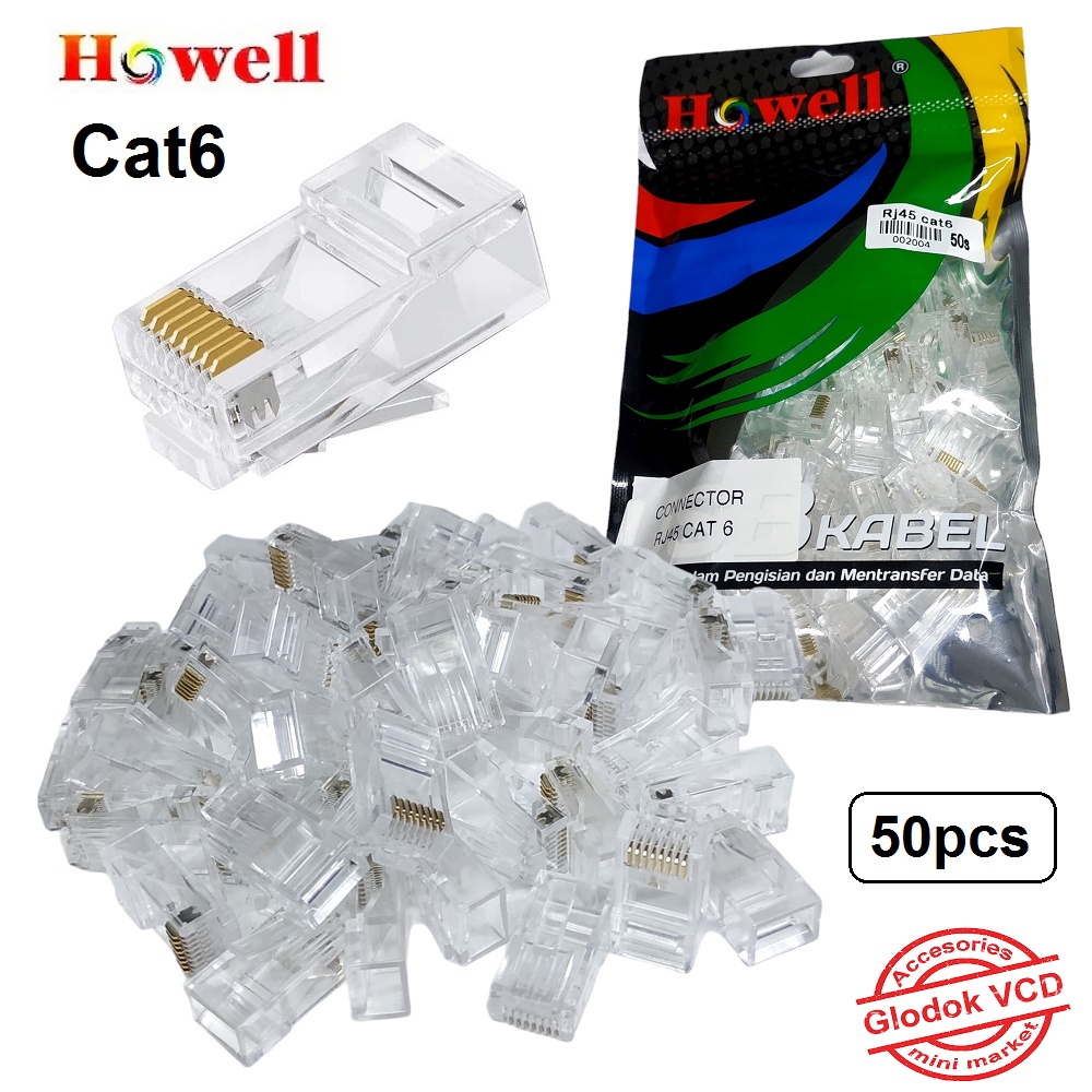 Howell Konektor RJ45 Modular Plug Cat6 50pcs