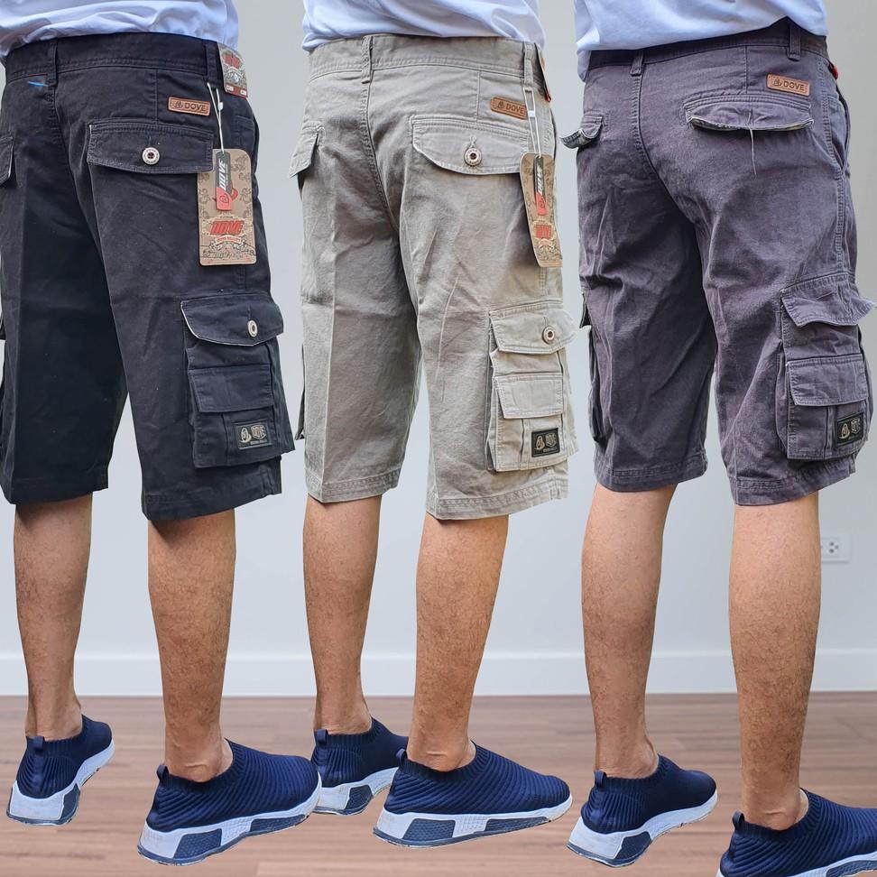 VIRAL Celana Cargo Pendek Pria Kimpul Cowok Dewasa Distro Casual Hitam Abu Mocca Cream Merk Dove Cho