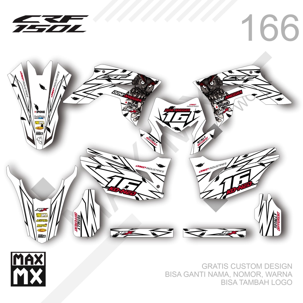 STIKER DECAL CRF 150L FULLBODY 166 MOTIF HELM JPX BURUNG HANTU