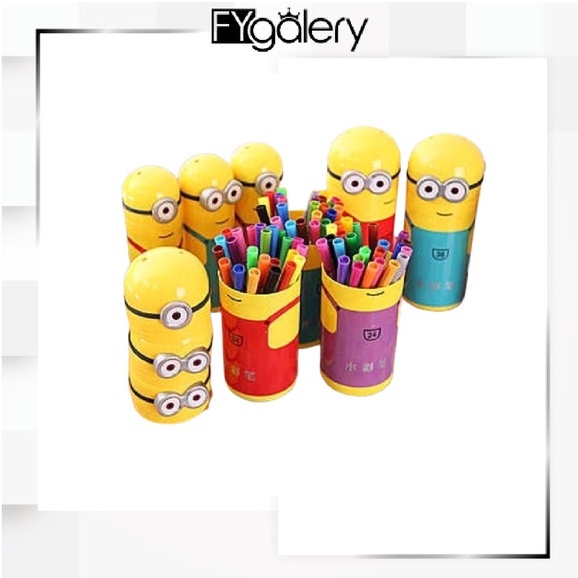 Fygalery Spidol Minion 24 Warna Spidol Karakter Pensil Cat Warna Cair Alat Seni Lukis Menggambar