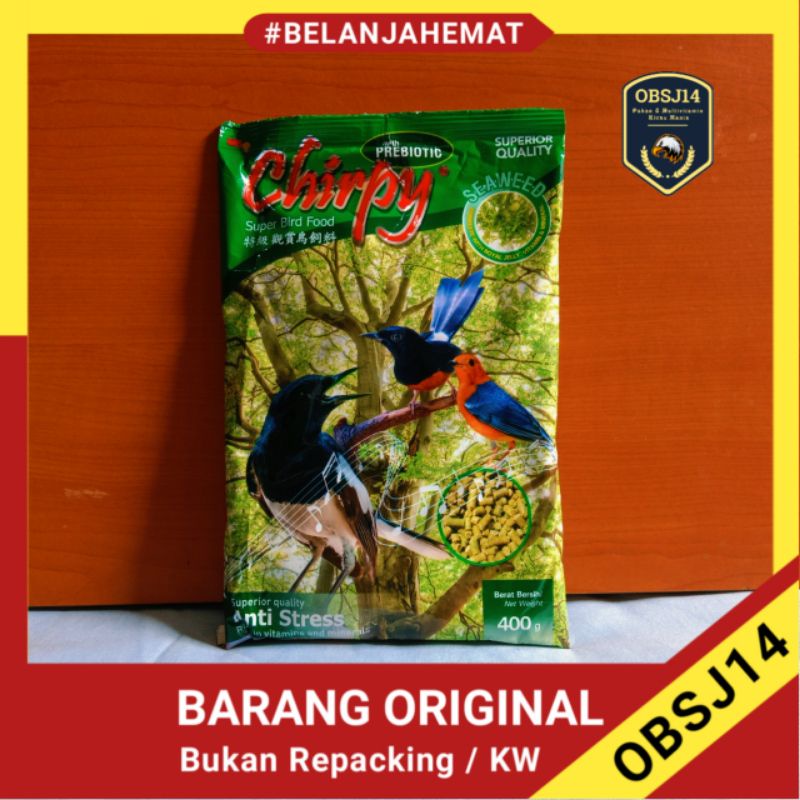 voer chirpy seaweed 400 gram pakan burung hijau rumput laut
