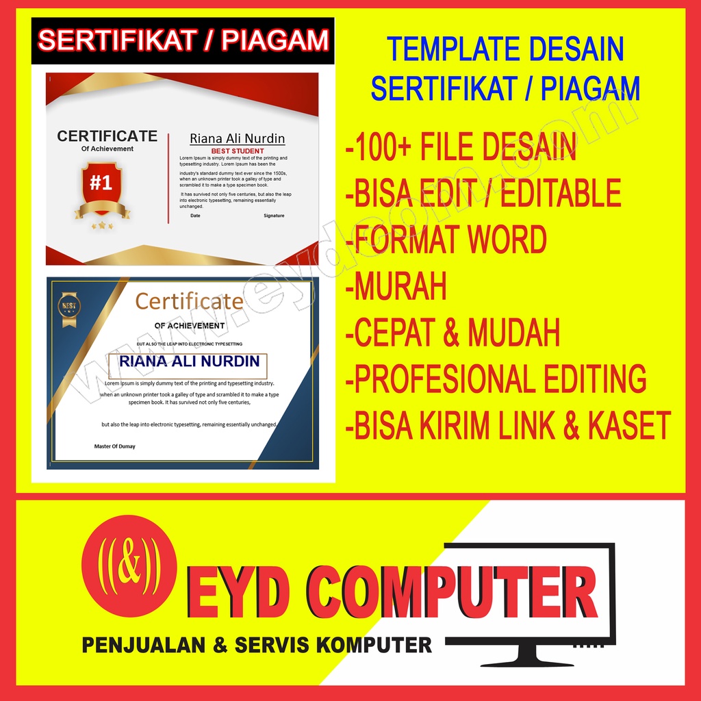 DESAIN SERTIFIKAT PIAGAM KOLEKSI TEMPLATE WORD
