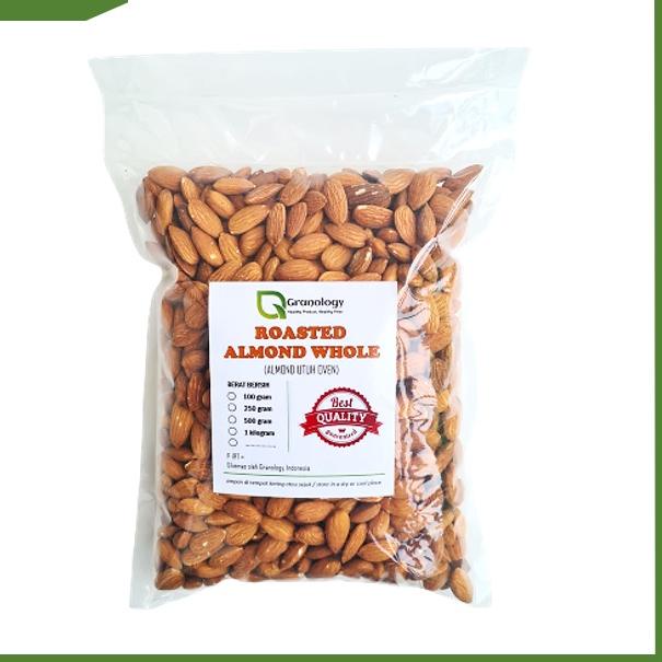 

❅ Roasted Almond Whole / Almond Utuh Panggang / Almond Panggang (1 Kilogram) by Granology ♠