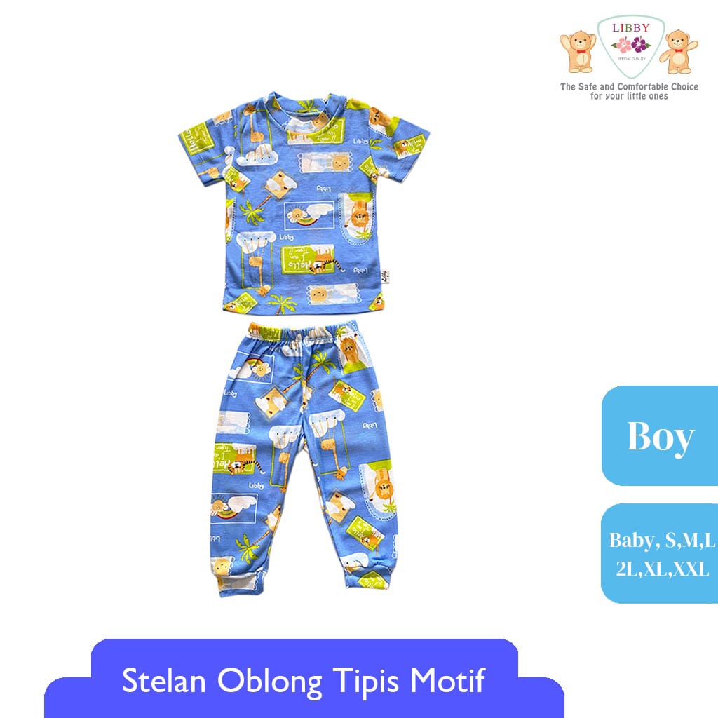 LIBBY Setelan Oblong Pendek Celana Panjang Cotton Rib Boy Play The Ground 1 stel