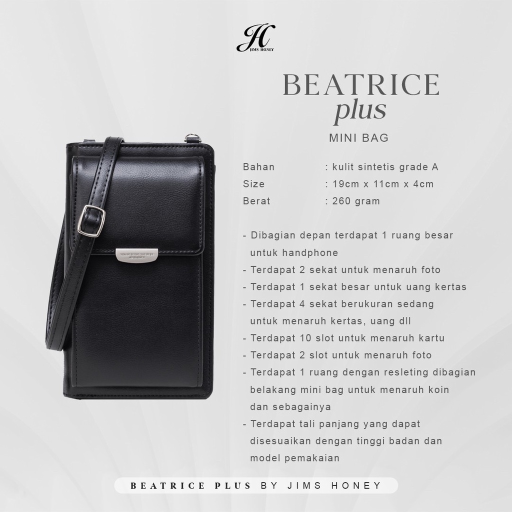 Beatrice Plus Jims honey Tas Dompet Wanita Lipat Hp Tas Selempang Mini Wanita Import Original