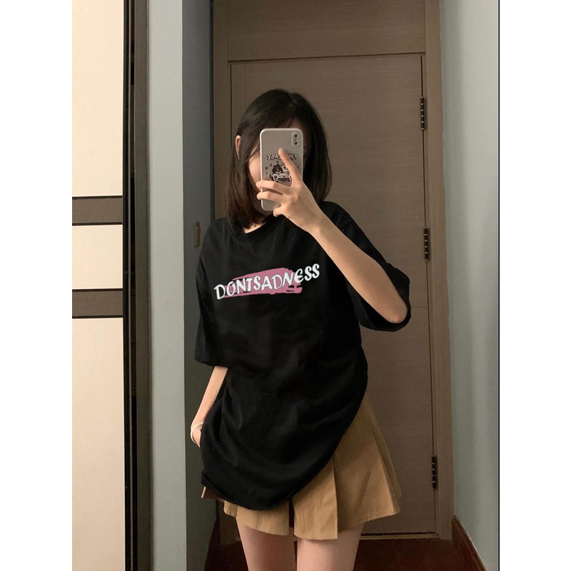 EUNII T-shirt Lengan Pendek Cartoon Pink Strawberries On Ice Korean Style/Kaos Atasan Wanita/Baju Kaus Oversize Wanita/Kaos Wanita