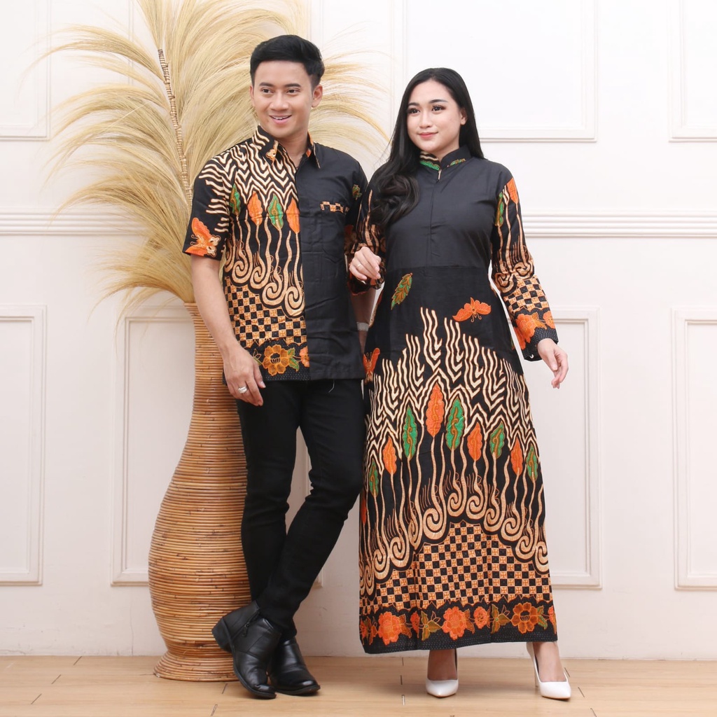 Sarimbit sogan batik couple gamis kombinasi terbaru batik kekinian batik modern grosir batik termuarah