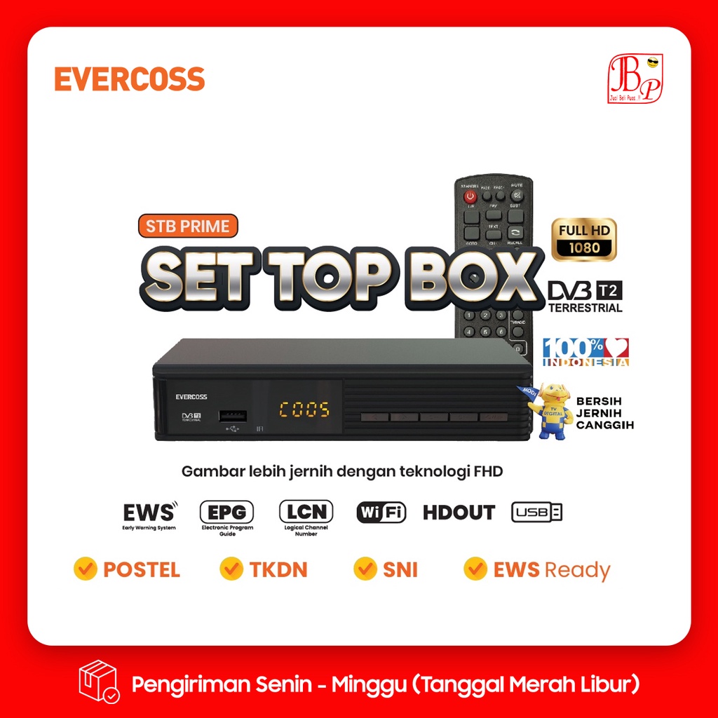 EVERCOSS SET TOP BOX STB PRIME DIGITAL TV RECEIVER GARANSI RESMI