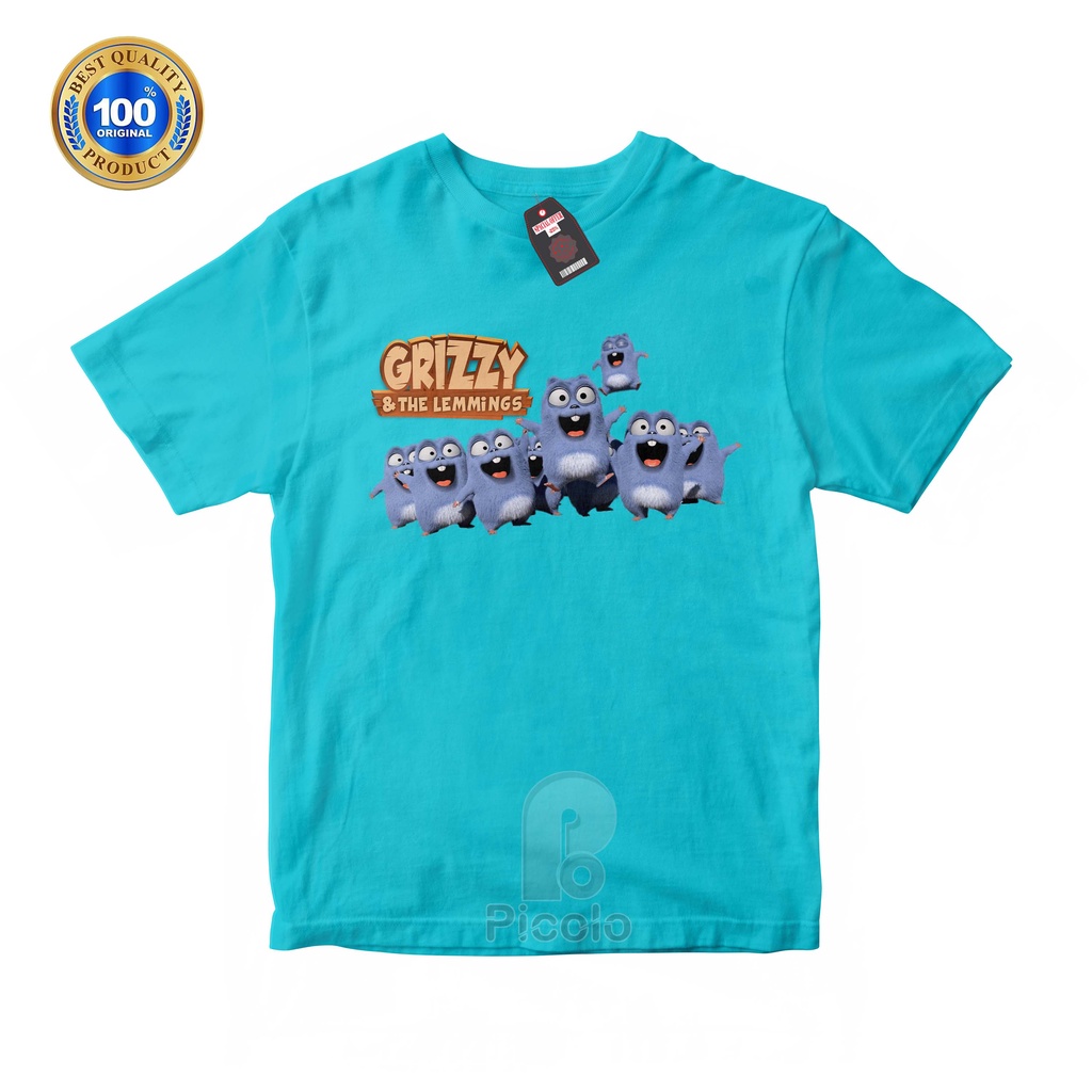 (FREE NAMA) BAJU KAOS ATASAN ANAK MOTIF KARTUN GRIZZY AND THE LEMMINGS UNISEX Bahan COTTUN