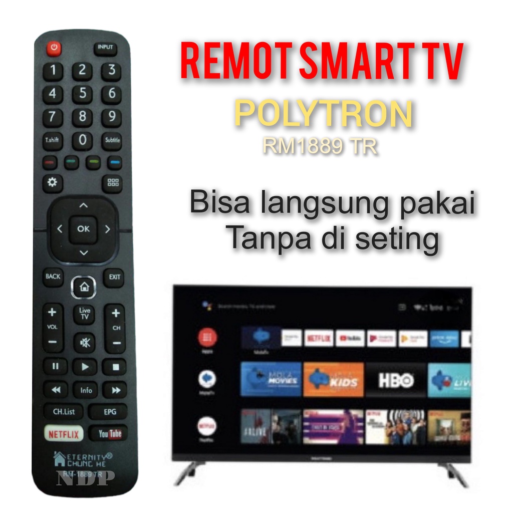 Remot untuk smart tv Polytron Hisene