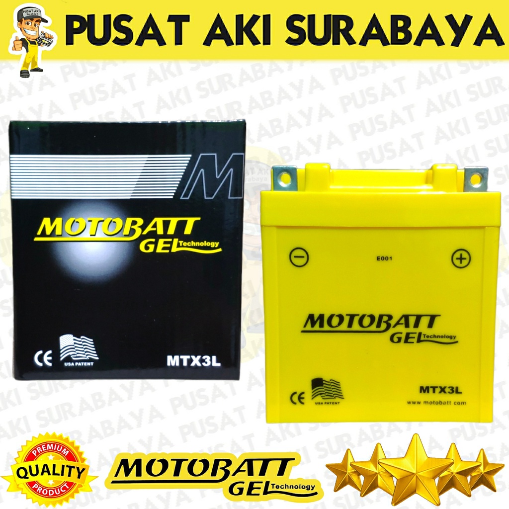 ACCU MOTOBATT MTX3L AKI GEL KERING MF BEBAS PERAWATAN YAMAHA RX KING SUZUKI SATRIA S KAWASAKI NINJA 150 YUASA YB3L