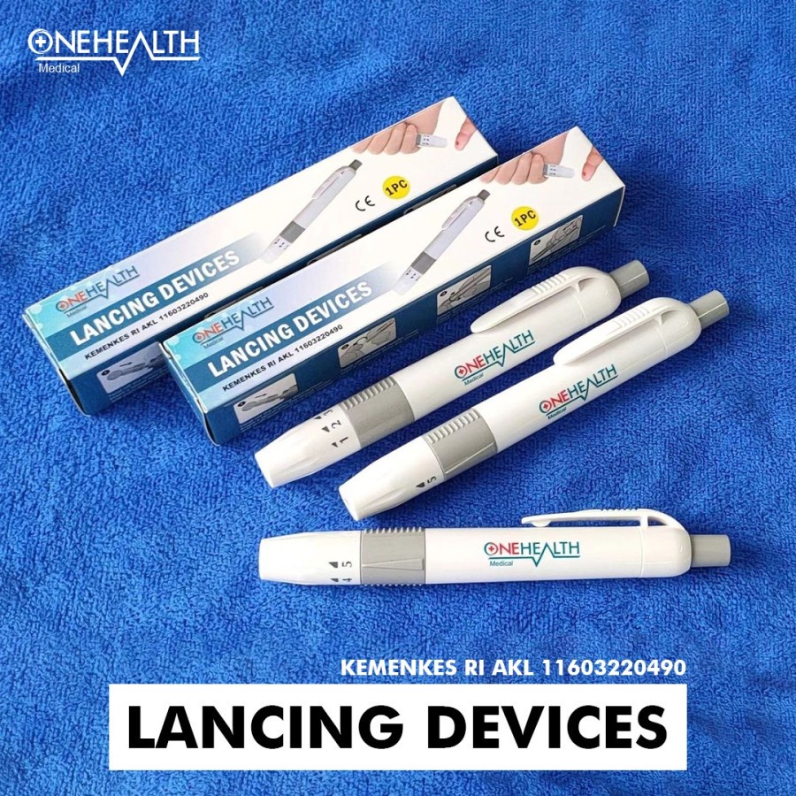 Lancing Device ONEHEALTH bonus 10Jarum / Pen Lancet/ Pena Bekam / Autoclik