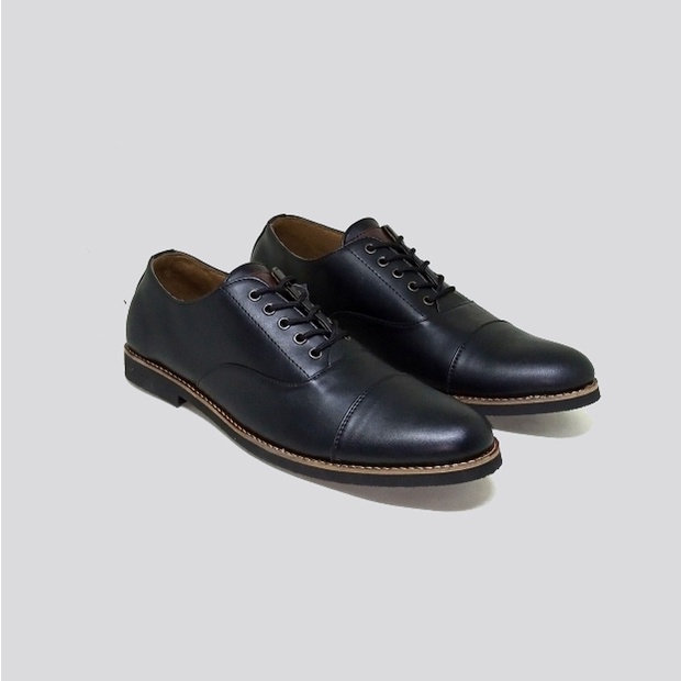 RAFAEL OXFORD BIG SIZE | Sepatu Pria Full Black Ukuran Besar Strap Pantofel Meeting