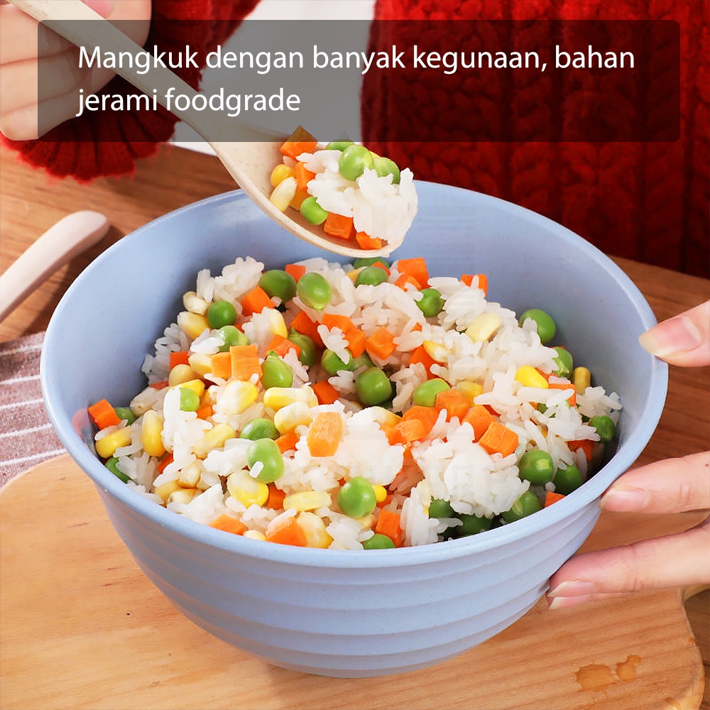 HUGO Mangkuk Sup Besar Bahan Jerami Mangkok Plastik Wheat Straw Microwaveable Tahan Panas