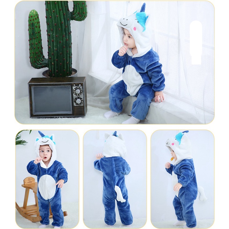 Onesie Kostum Costume Bayi Balita Unicorn Biru Blue Cosplay