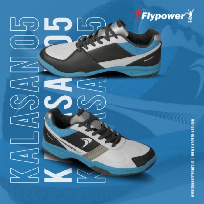 {MentariStore} SEPATU BADMINTON FLYPOWER LOSARI 5 NEW ORIGINAL - DK GREY/WHITE 43 Diskon