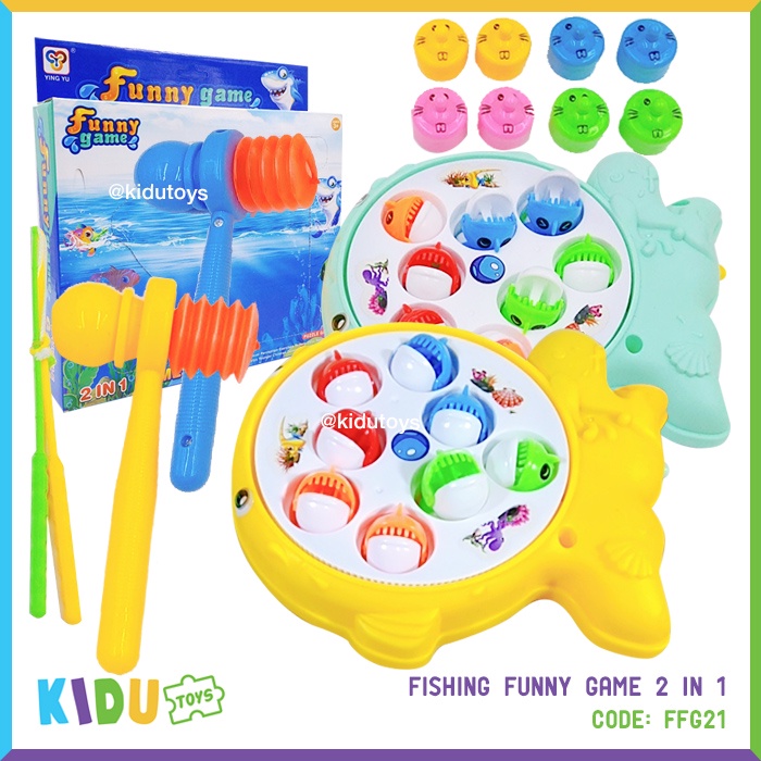 Mainan Anak Pancingan dan Pukul Pukulan Fishing Funny Game 2 in 1 Kidu Toys