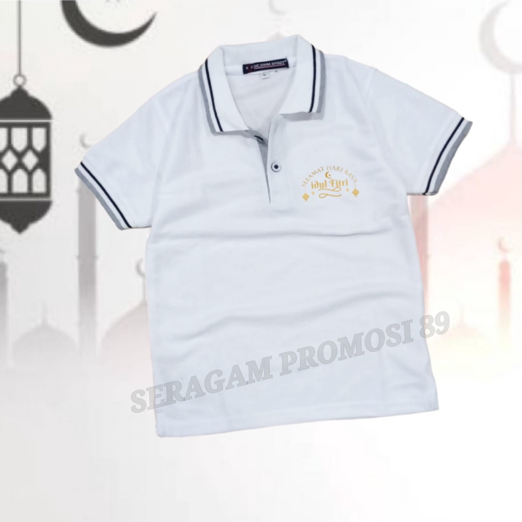 Poloshirt Kaos Kerah Lebaran Anak 3tahun-11tahun/Kaos Anak Motif sablon Idul Fitri