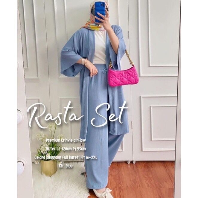 RASTA SET BAHAN CRINKLE AIRFLOW DAPAT ( OUTHER + CELANA ) LD 100 - 120 CM MOTIF POLOS UKURAN M L XL XXL SETELAN WANITA KEKINIAN TERBARU 2023 SET CRINKLE JUMBO ONE SET CELANA PANJANG KOREAN STYLE