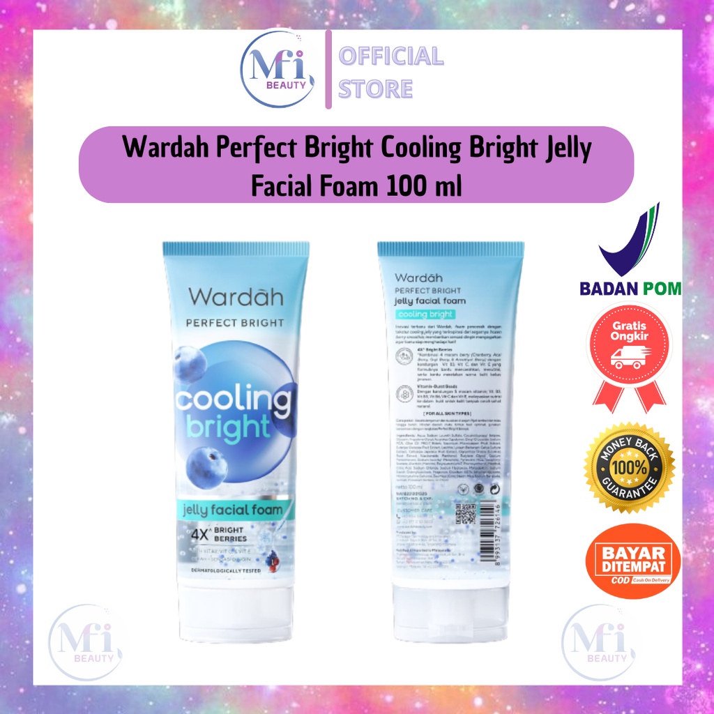 MFI -  Perfect Bright Cooling Bright Jelly Facial Foam 100 ml By Wardah | Ready Stock