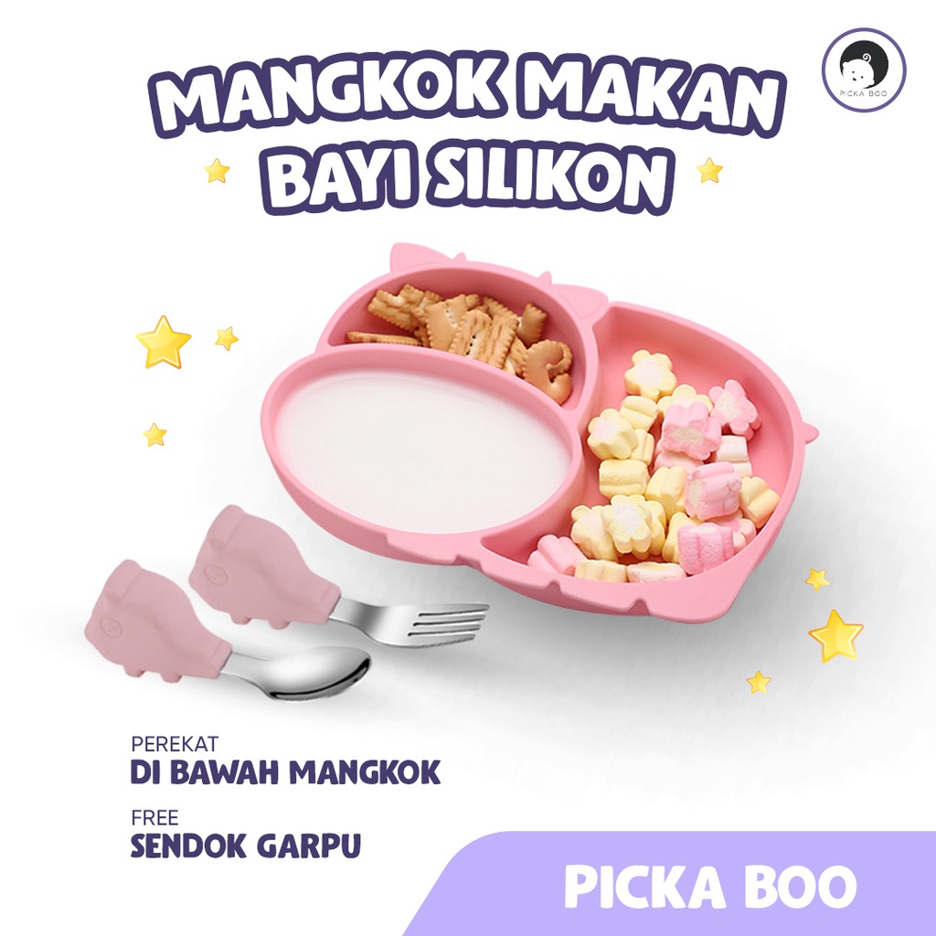 PICKA BOO Peralatan Makan Anak Lengkap Bahan Silikon