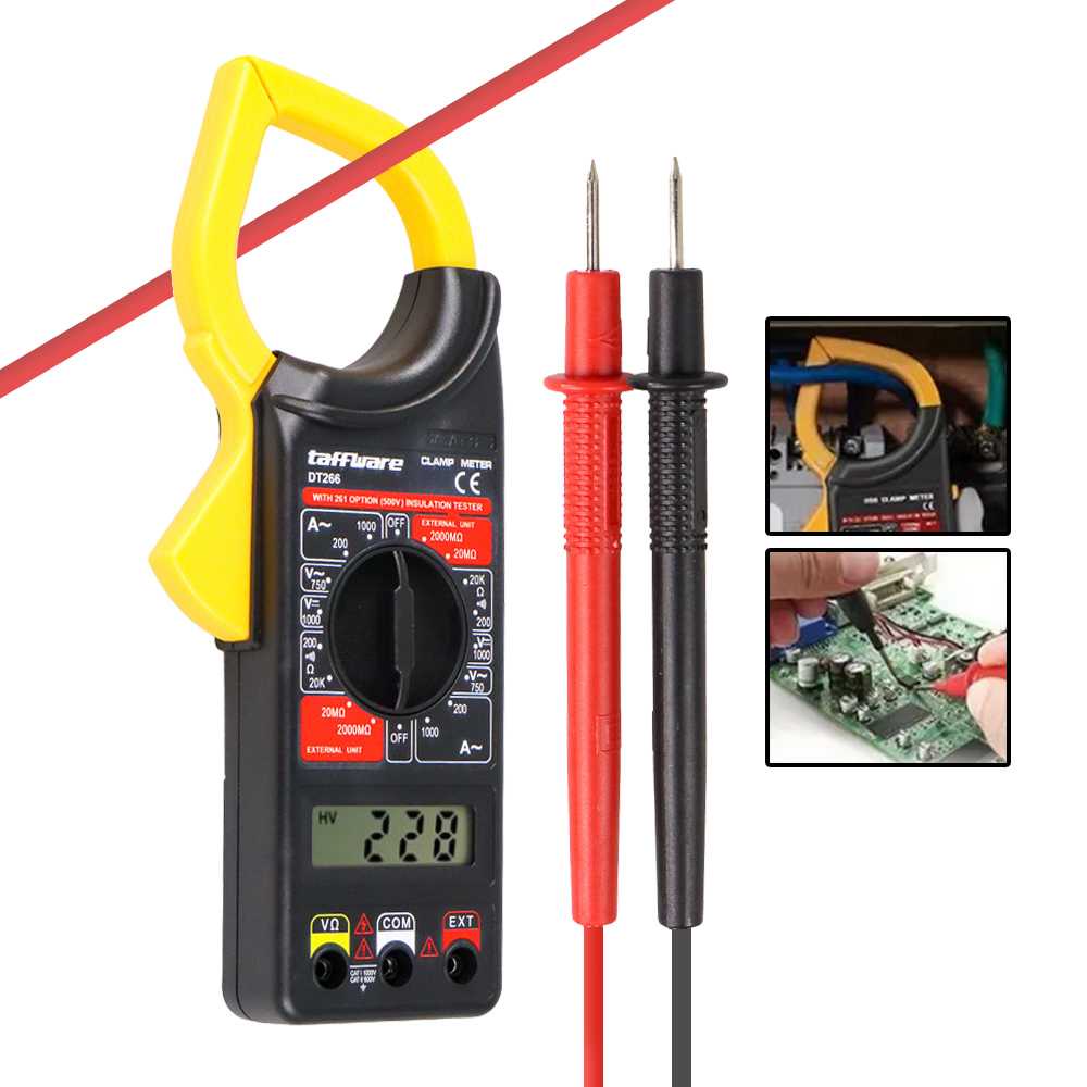 Taffware Digital Clamp Meter Tang Ampere DT266 Alat Ukur Tegangan Listrik Tang Ampere Digital Clamp Multitester Multimeter Voltage Tester Clamp Multitester AC/DC Multitester Voltage Tester Clamp