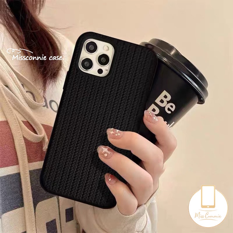 IPHONE Casing Pola Sweater Rajut Mewah Kompatibel Untuk Iphone6 6s 7 8 Plus X XR XS Max11 13 12 Pro Max SE 2020 Simple Warna Solid Lembut Tpu Cover