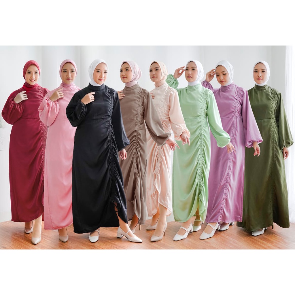DRESS SATIN SILK FULL SERUT LONG//DRESS KONDANGAN BRIDESMAID//GAMIS