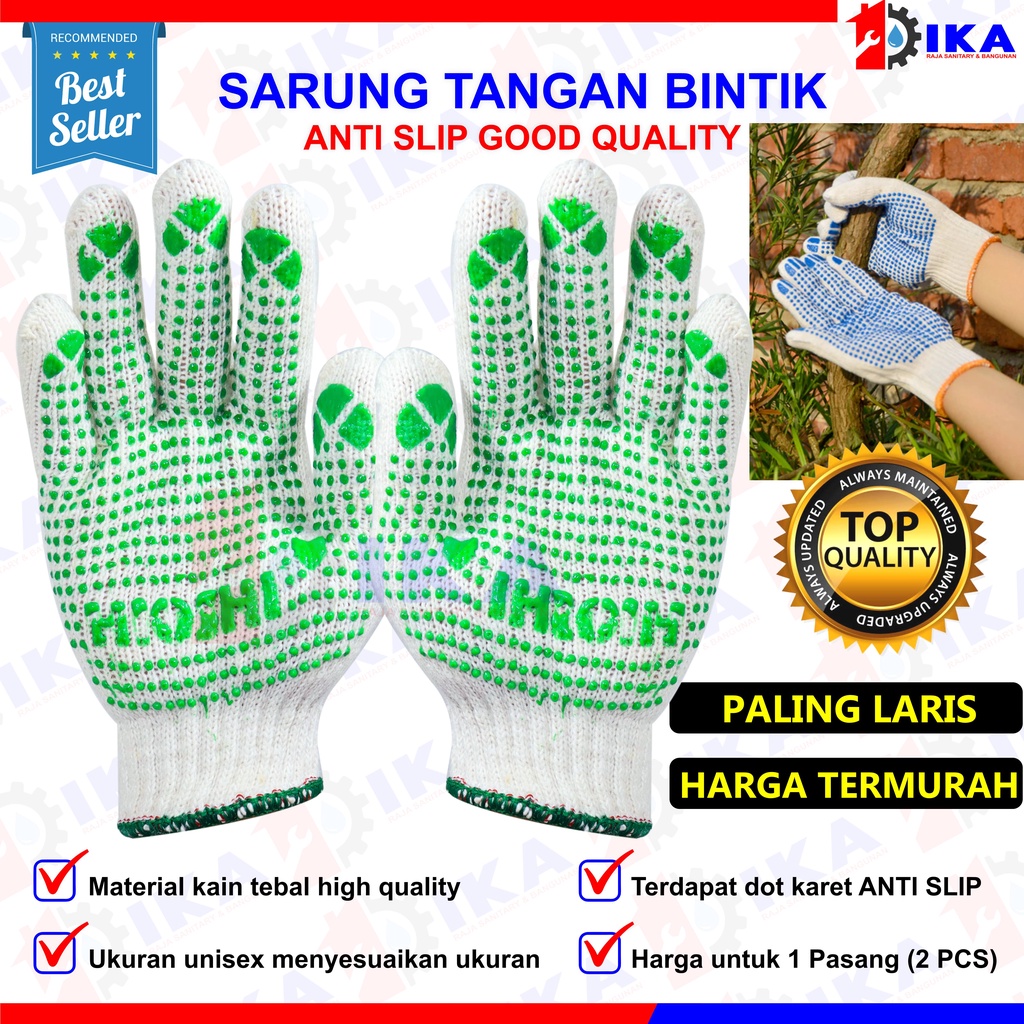 Sarung Tangan Kerja Polkadot Dotting Bintik Safety 1 Pasang ( 2 Pcs ) SARUNG TANGAN KATUN BINTIK - SARUNG TANGAN PABRIK BANGUNAN