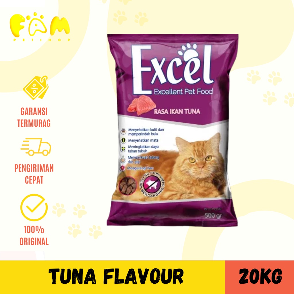 Excel Cat Food Tuna 20 kg - Makanan Kucing 20kg / Bentuk Ikan