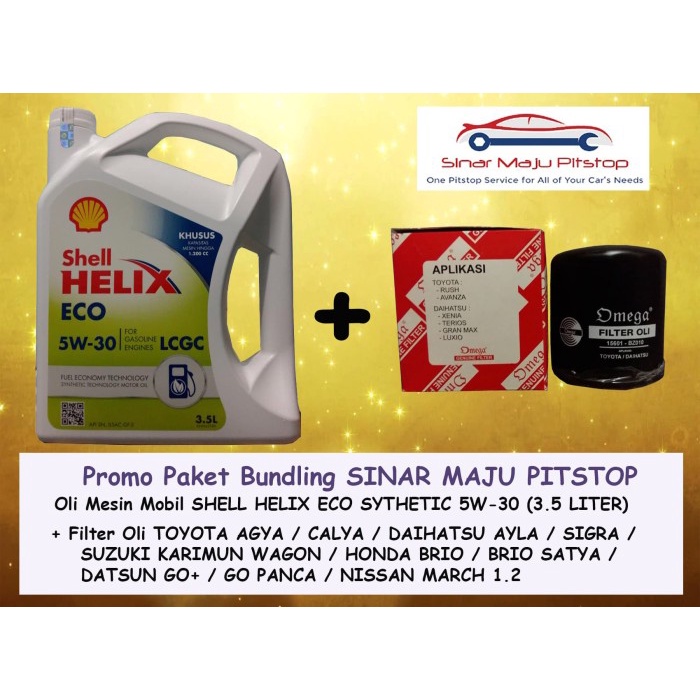 Paket Bundling SHELL HELIX ECO 5W-30 & FILTER OLI MOBIL DAIHATSU AYLA ORIGINAL