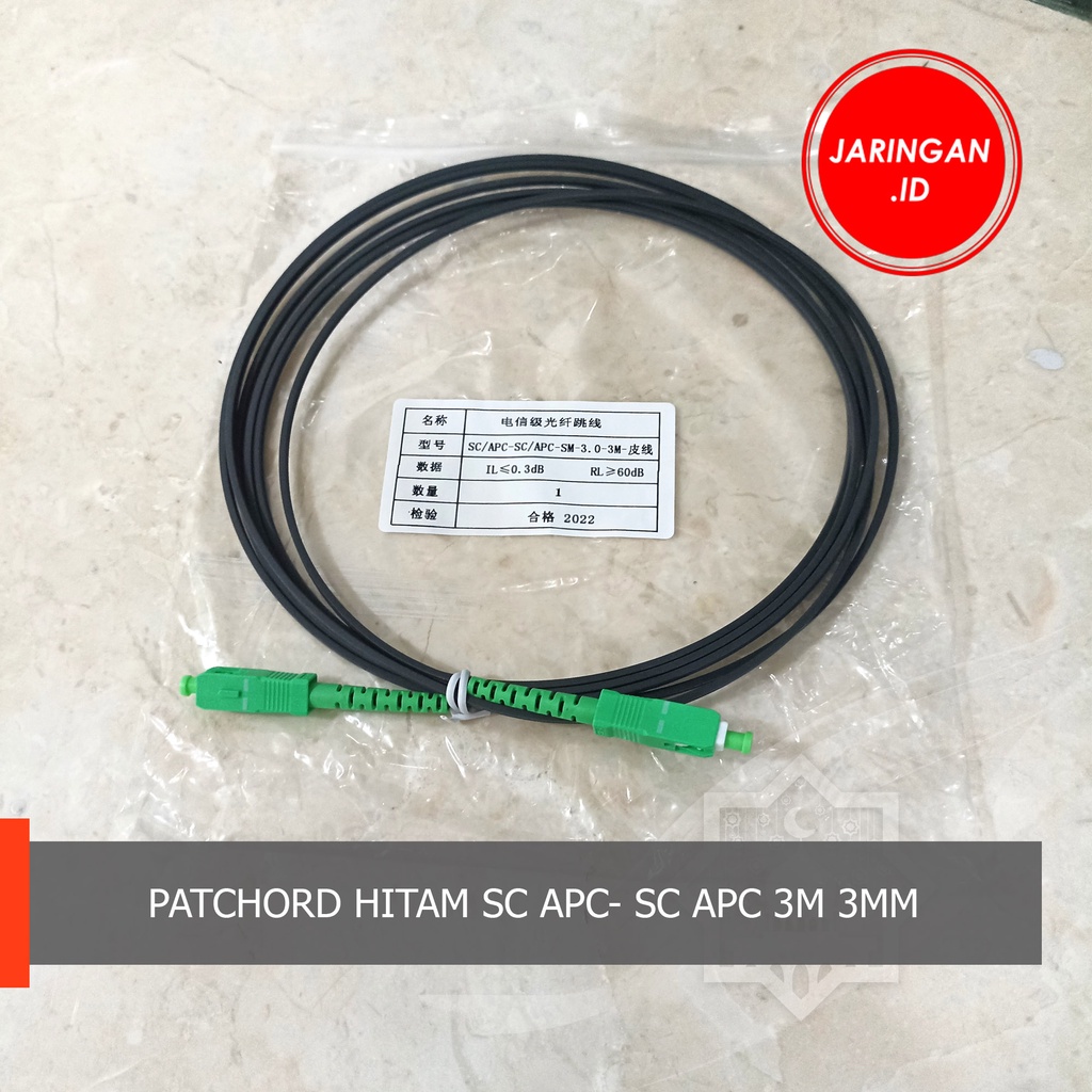 KABEL PATCHORD HITAM 3M SC APC - SC APC