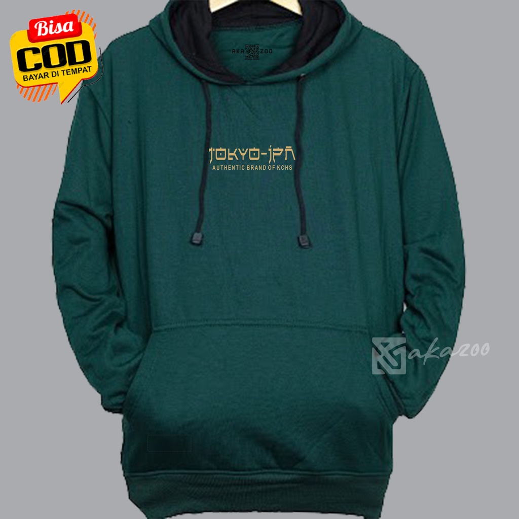 sweater pria distro hoodie oversize hijau tokyo jpn jamper hoodie premium m l xl xxl akazoo