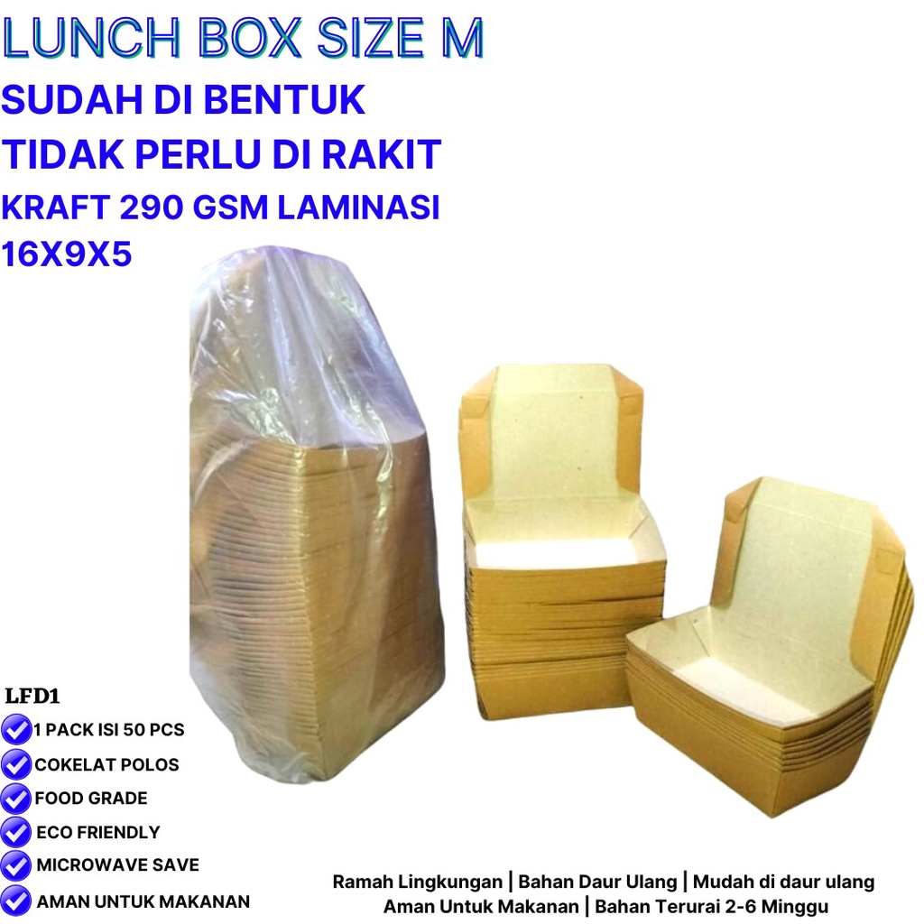 Lunch Box Medium Sudah Terbentuk Tidak Perlu Rakit (LFD1-16X9X5)