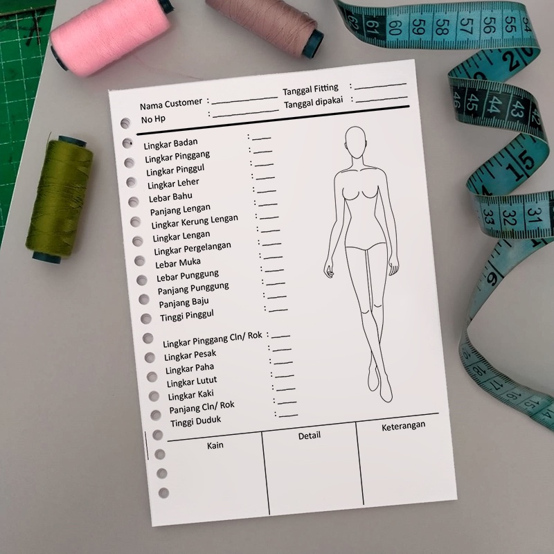 

Refill Binder Loose Leaf Catatan Ukuran Jahit Fashion Designer Organizer Planner