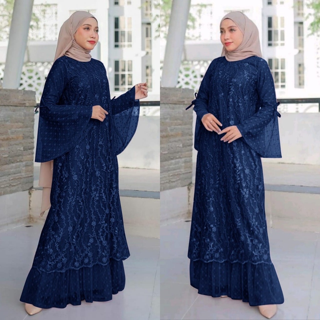 HCL Dress Muslim Brukat Nabel - Maxi Longdress Wanita Terbaru