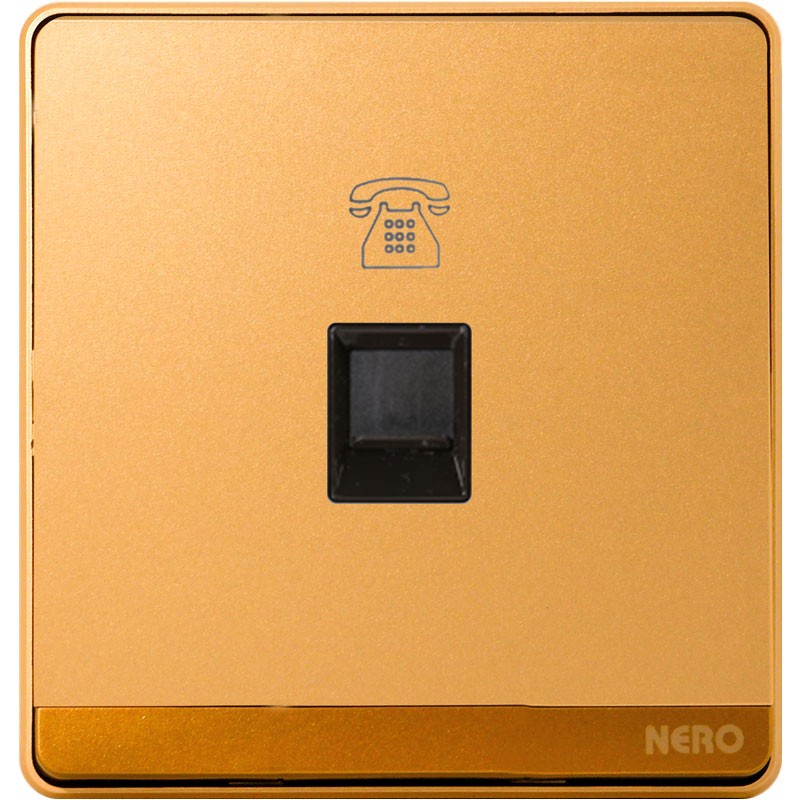 Q7PHG Stop Kontak Telepon Decora Gold Nero