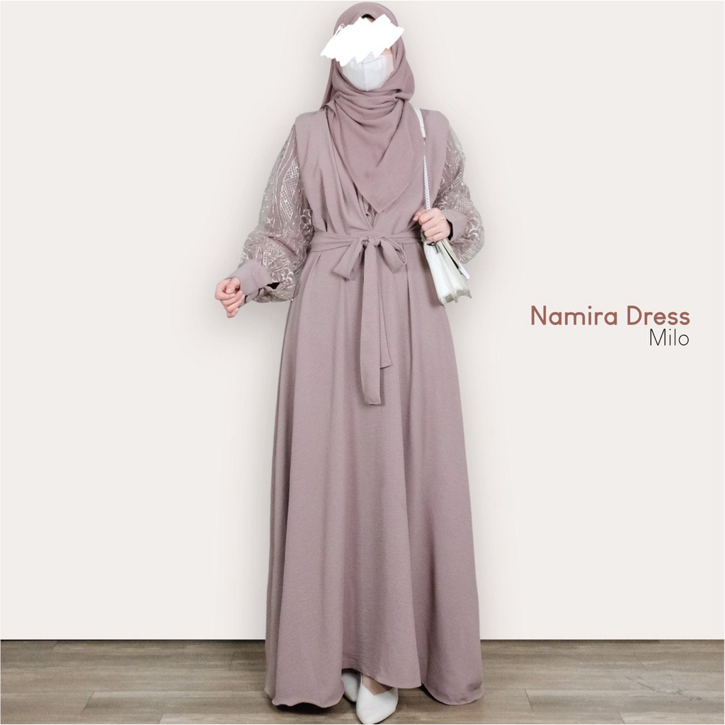 Mininos Namira Dress Gamis Crinckle Kondangan Remaja Muslimah