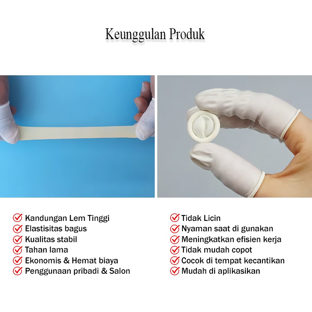 Pretty 200PCS Sarung Jari Finger Cot Sarung Jari Tangan Karet Lateks Untuk Nail Art/Pelindung Anti Virus