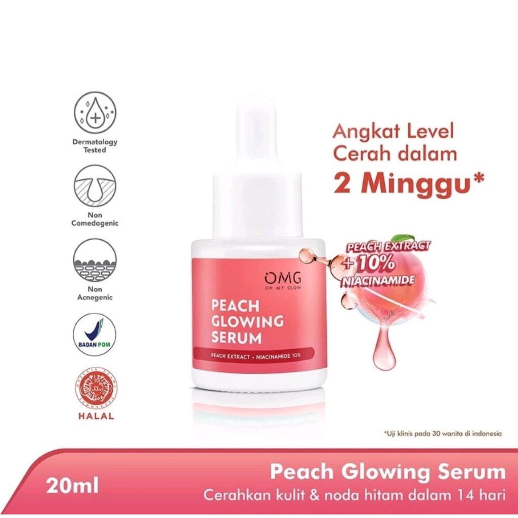 OMG OH MY GLAM ACNE MUGWORT SERUM 20ML SERUM WAJAH OMG PEACH GLOW 20ML