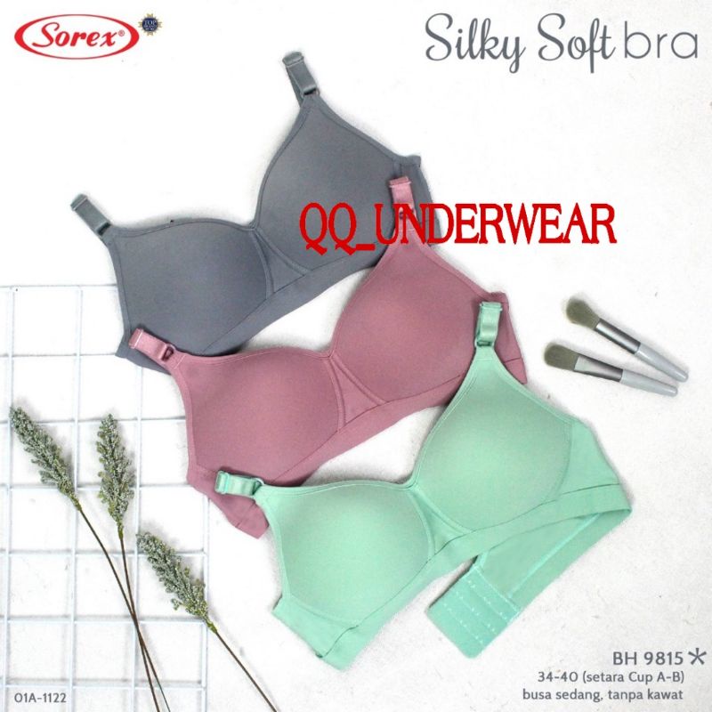 Bra Sorex 9815 Tanpa Kawat Busa Tipis Cup Sedang Size 34-40 Kait 3/ Silky Soft Bra 9815 / Bh Sorex 9815 / Bra Sorex 9815