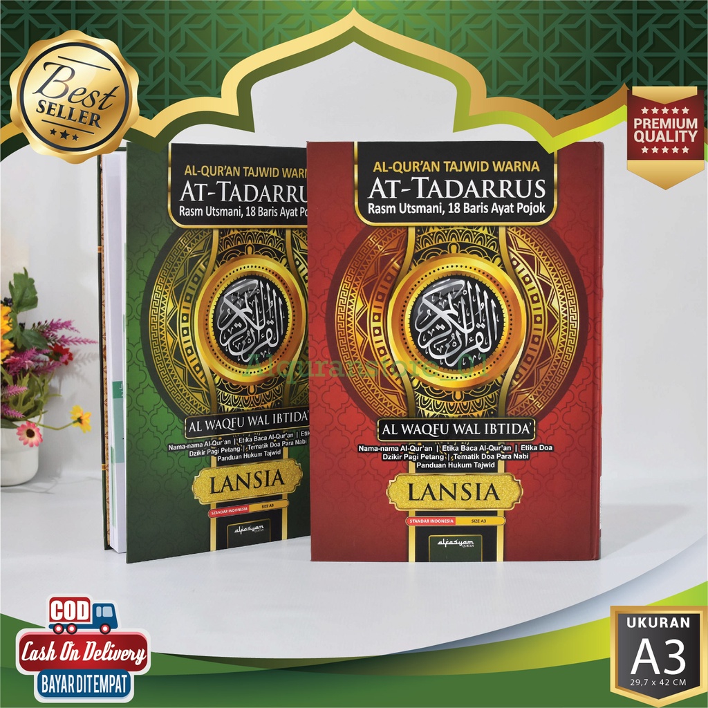 Al Quran At Tadarrus Lansia Ukuran Super Jumbo Khot Utsmani Alquran Besar Non Terjemah A3 Tajwid War