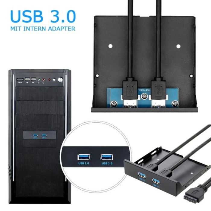 Usb 3.0 Hub Adapter 2 Port Internal Front Panel 3.5 Inch For Pc