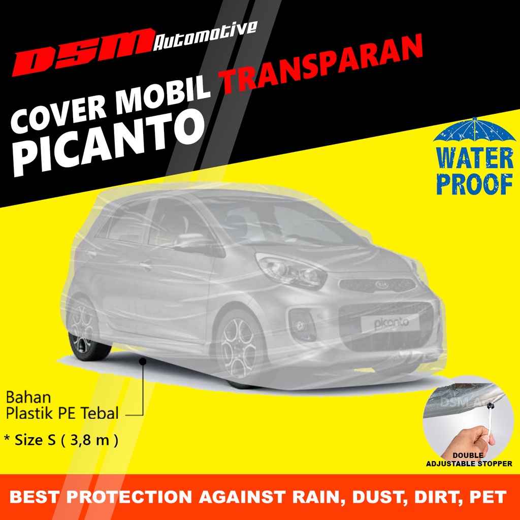 Cover Mobil KIA Picanto Transparan / Plastik Tebal Waterproof Outdoor Indoor