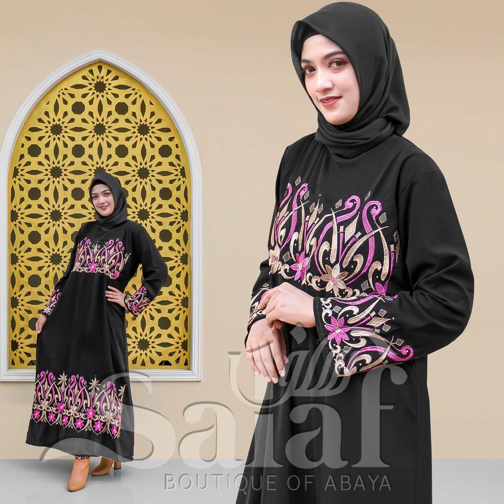 "KOT.3Fe23ғ" Terbaru Baju Abaya Gamis Hitam Turkey Abaya Bordir Bahan JetBlack Lembut Kwalitas Bouti